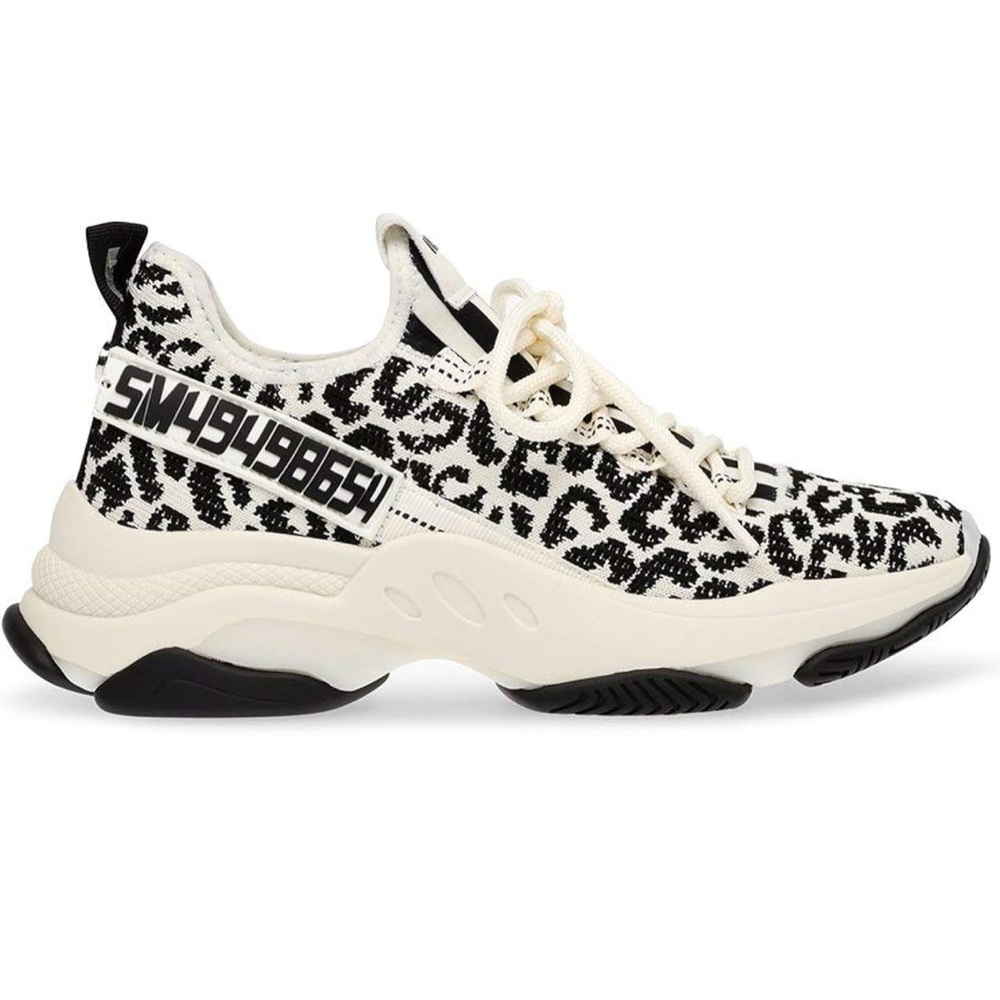Steve Madden Women's Maxima Sneaker - Black and White Leopard